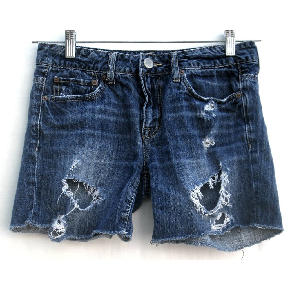 American Eagle Cut Off Shorts Heavy Distress Sz 2